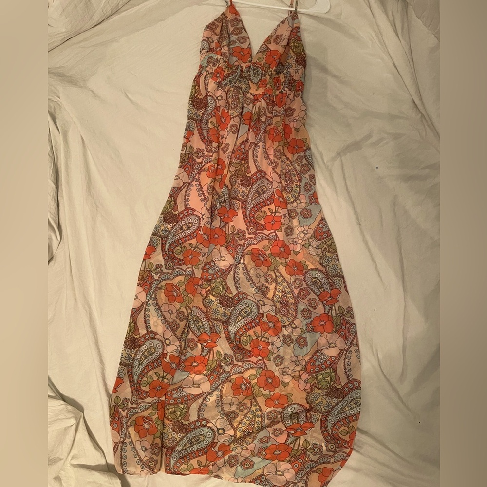 Liberty Love dress, size small, orange tones with flowers